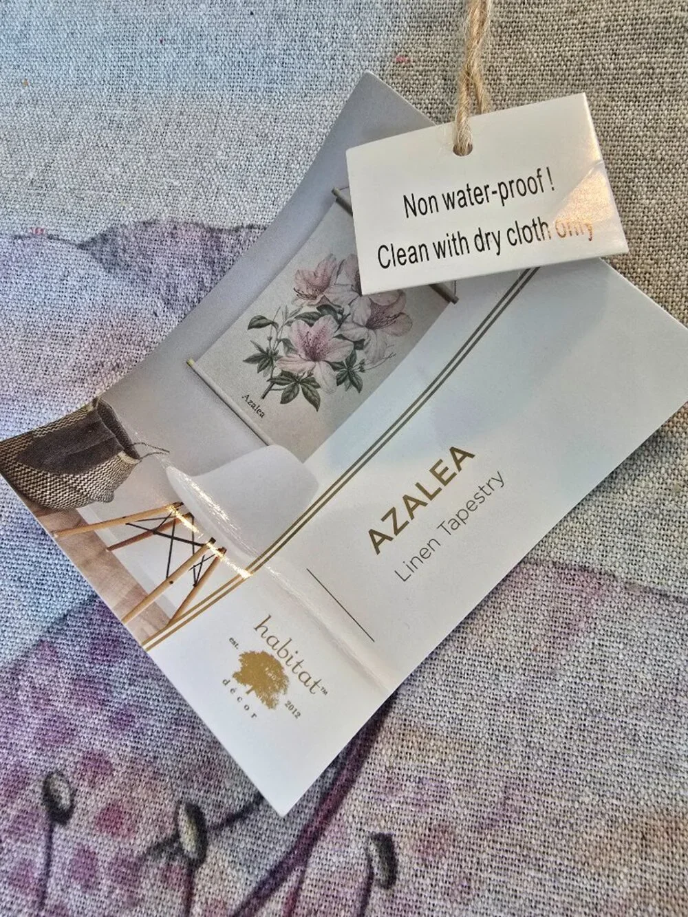 NWT Habitat Decor Azalea Linen Tapestry Wall Hanging Scroll Botanical Art